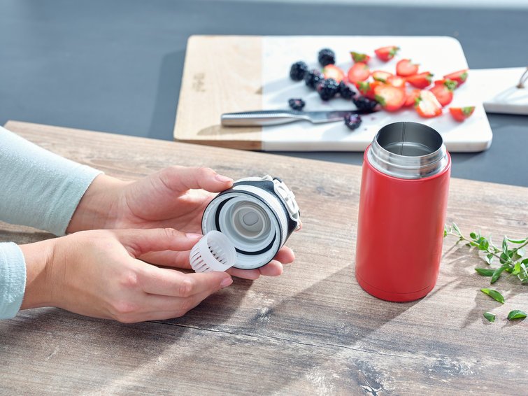 Leifheit 03245 Taza De Viaje 350 Ml Negro, Rojo Acero Inoxidable