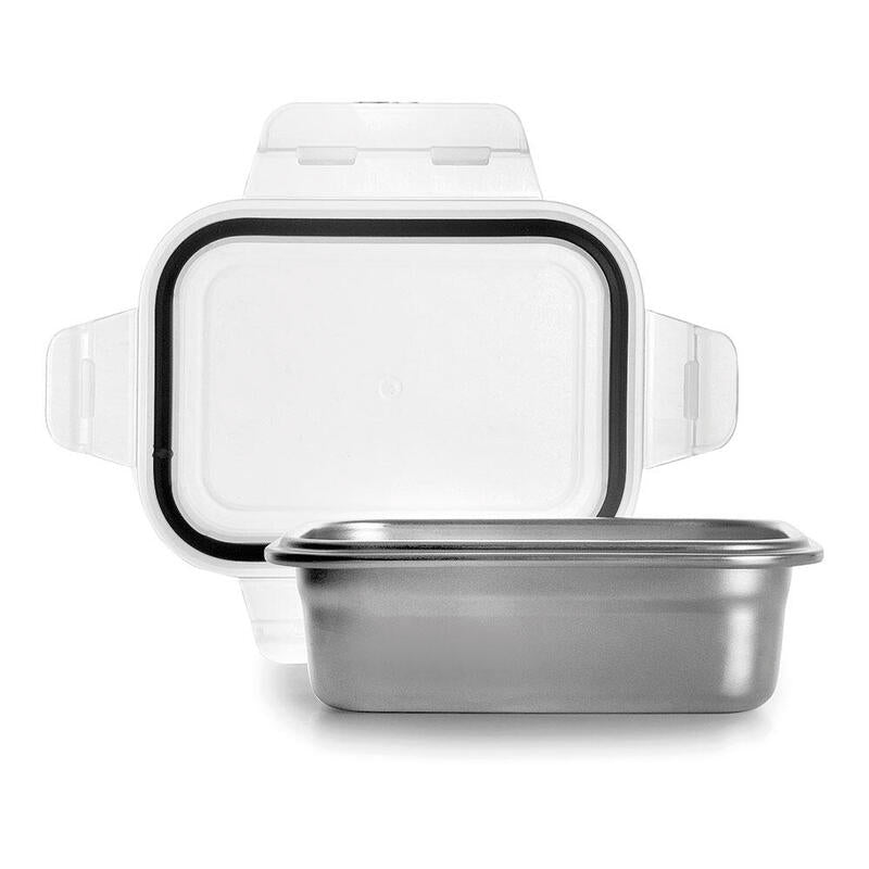 Fiambrera Rectangular De Acero Inoxidable Con Tapa Hermética De Plástico; 1200 Ml