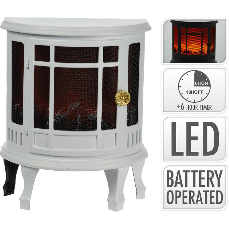 Figura Chimenea Con Led, A Pilas, Temporizador 6h. Basics