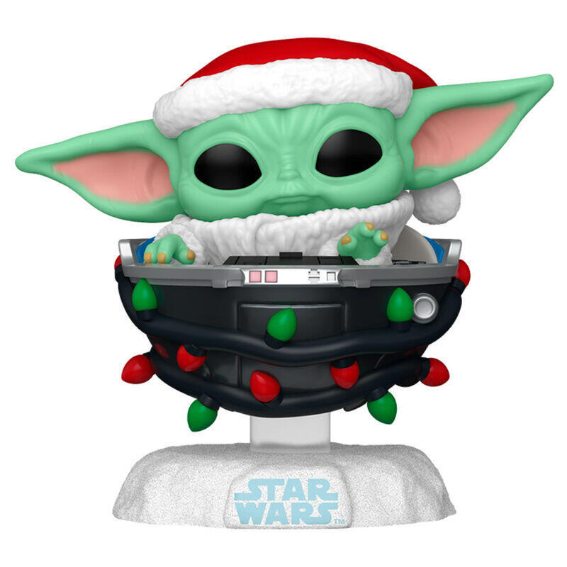 Figura Pop Star Wars Grogu With Santa Hat In Pram