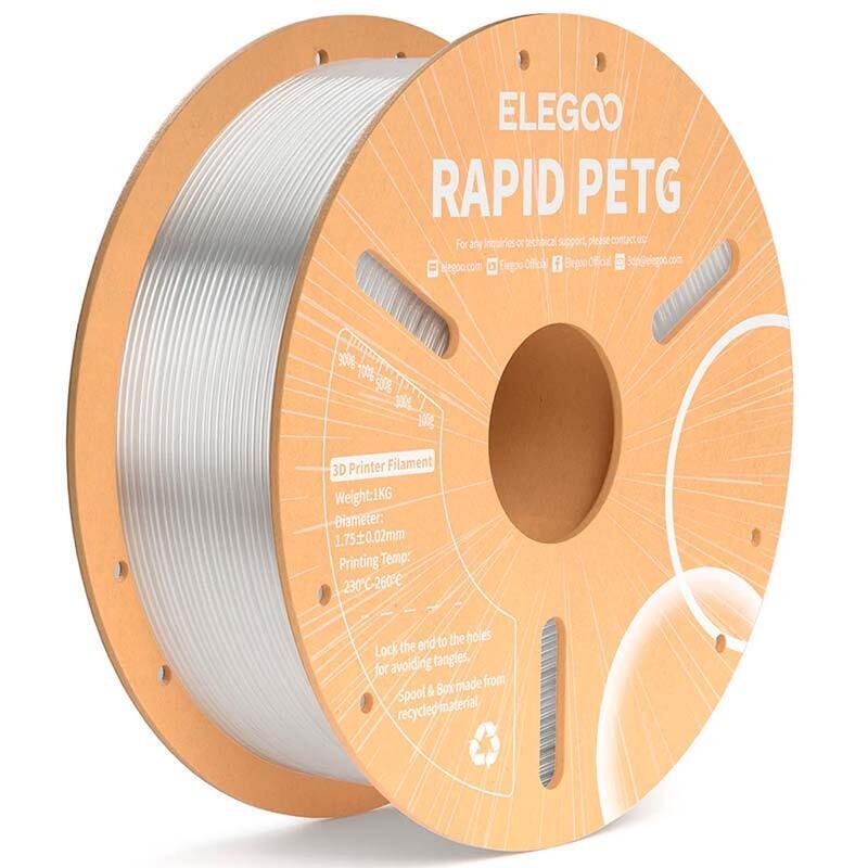 Elegoo Rapid Petg Transparente Para Impresoras 3d Fdm - Filamento 1.75mm Bobina De 1kg