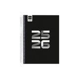 Finocam Agenda Cool Para Estudiantes Espiral 4º 1dp Negro 2025-2026