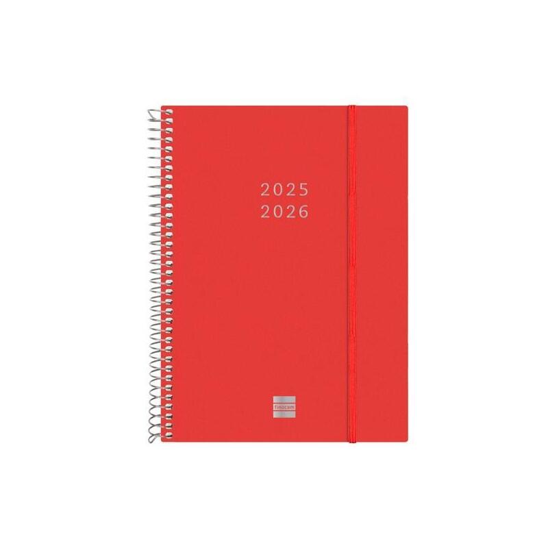 Finocam Agenda Espiral 18 Meses E10 Svh Cierre C/Goma Tapa Pp Rojo 2025-2026