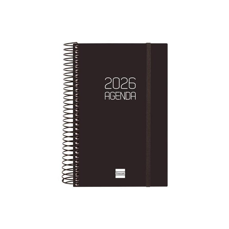 Finocam Agenda Espiral Opaque E5-117x181mm 1dp Tapa Pp Negro 2026