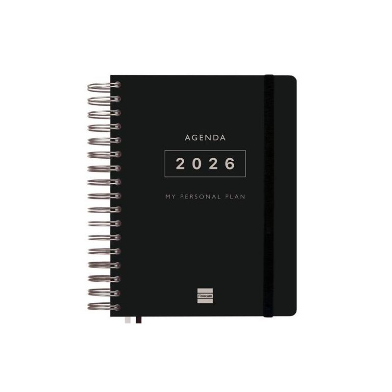 Finocam Agenda Espiral Tempus 4º-155x217mm 1dp Tapa Extradura Pp Negro 2026