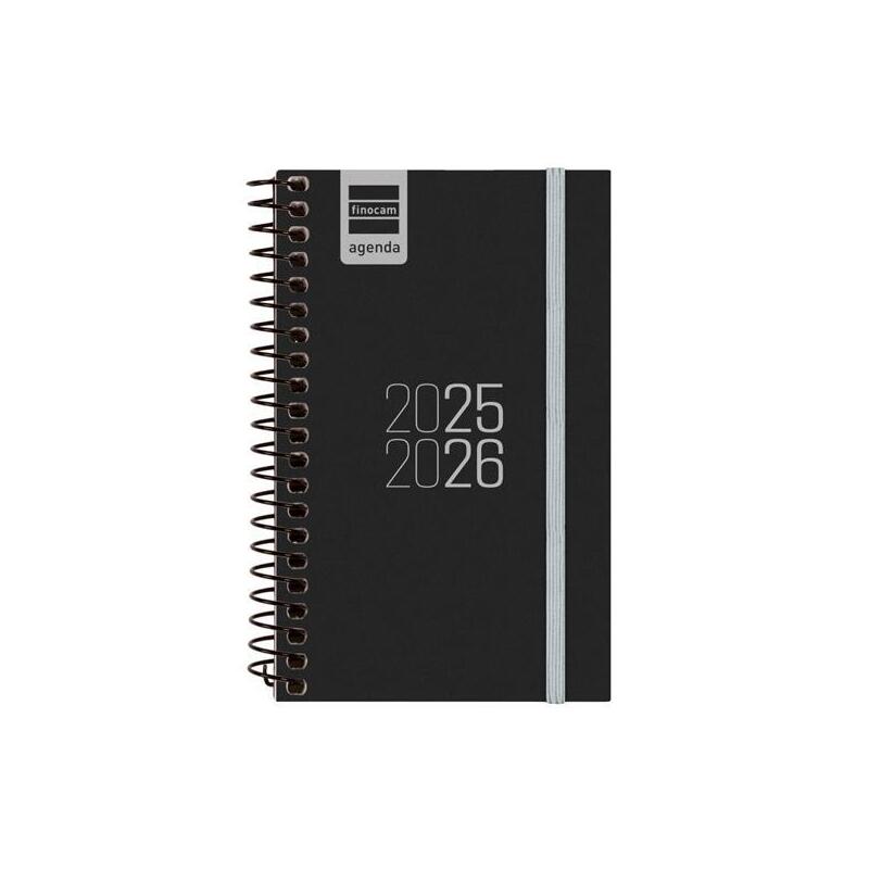 Finocam Agenda Para Estudiantes Espiral E3 - 79x127mm Svh Negro 2025-2026