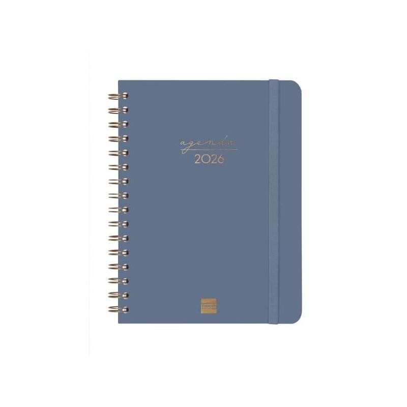 Finocam Alma Agenda - Anual 2026 - Con Espiral - Formato E10 - 172x19x220mm - Semana Vista Horizontal - Azul