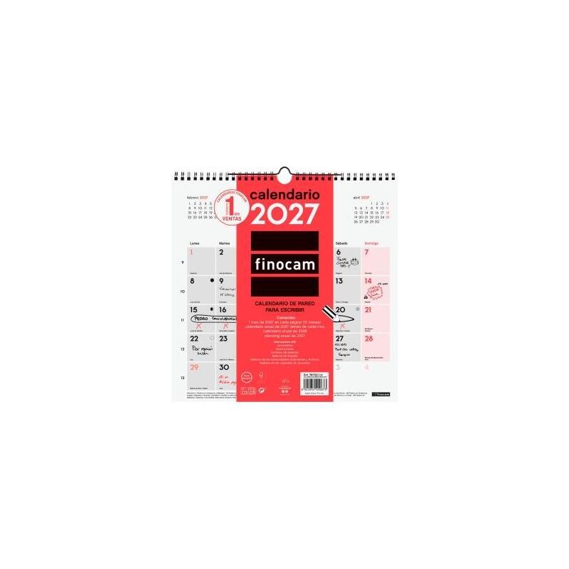 Finocam Calendario De Pared 12 Meses Para Escribir 30x30mm Neutro 2027