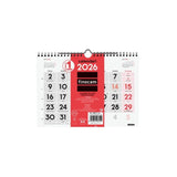 Finocam Calendario De Pared En Catalan - Anual 2026 - 210x5x155mm - Numeros Grandes - Blanco Y Rojo