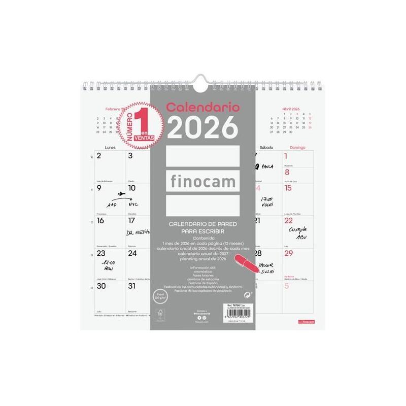 Finocam Calendario De Pared Para Escribir 30x30-300x300mm Mv Chic Blanco 2026