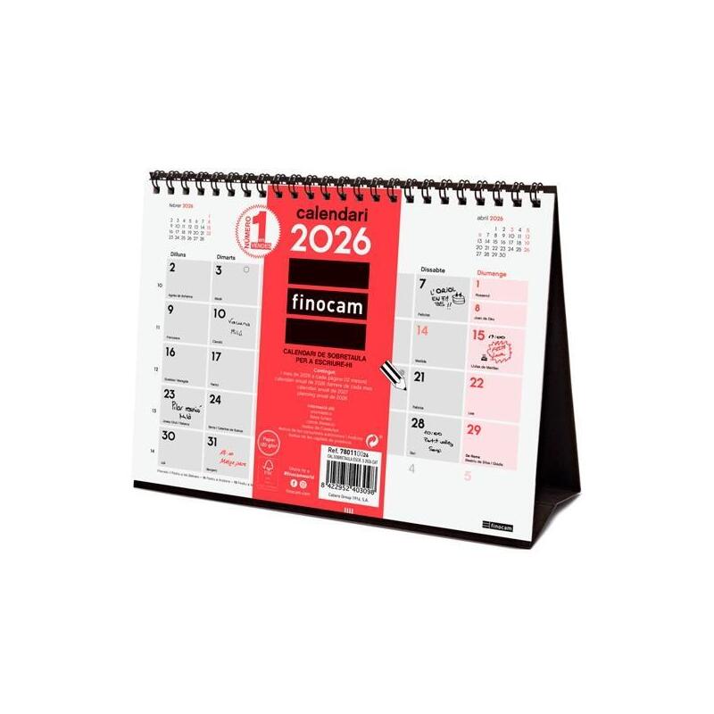 Finocam Calendario De Sobremesa Para Escribir S-210x150mm Mv Neutro 2026 Catalán
