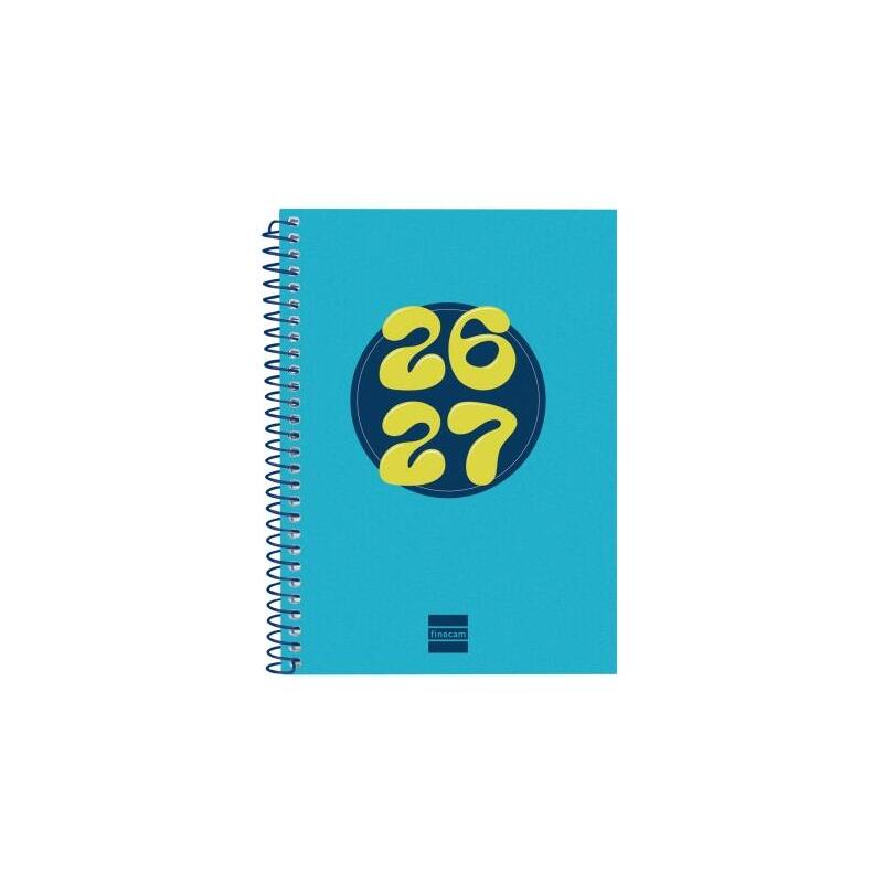 Finocam Cool Agenda Escolar 26/27 - Semana Vista Horizontal - Formato 8º - 120x164mm - Tapas De Carton Forrado - Papel