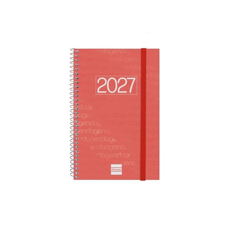 Finocam Espiral Basics Year Agenda En Catalan - Anual 2027 - Semana Vista Horizontal - Formato E5 - 117x181mm - Goma