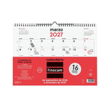 Finocam Neutro Calendario De Pared - 16 Meses - Mes Vista - Formato L - 340x240mm - Espiral Doble Metalica - Papel De