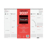 Finocam Neutro Vade Calendario En Catalan - Anual 2027 - Semana Vista Vertical - 420x310mm - Espiral Doble - Papel De