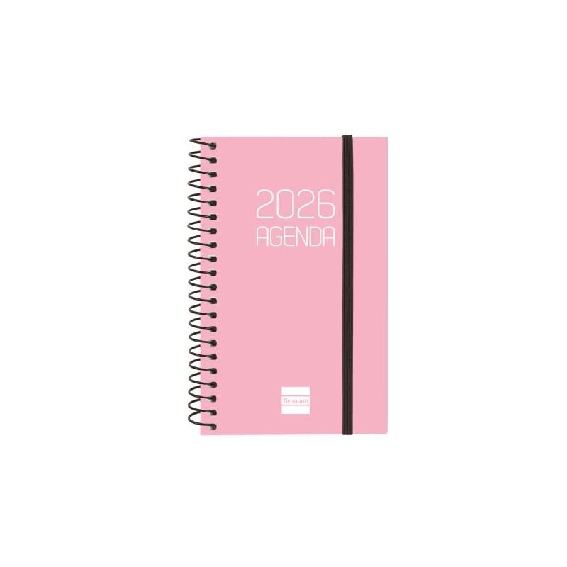 Finocam Opaque Agenda De Espiral - Anual 2026 - Tapa Ligera - Cierre Con Goma Elastica - Formato E3 - 85x14x127mm -