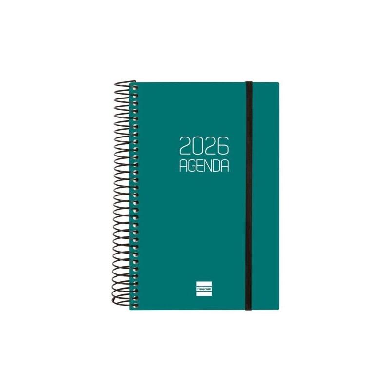 Finocam Opaque Agenda De Espiral - Anual 2026 - Tapa Ligera - Cierre Con Goma Elastica - Formato E5 - 1 Dia Por Pagina