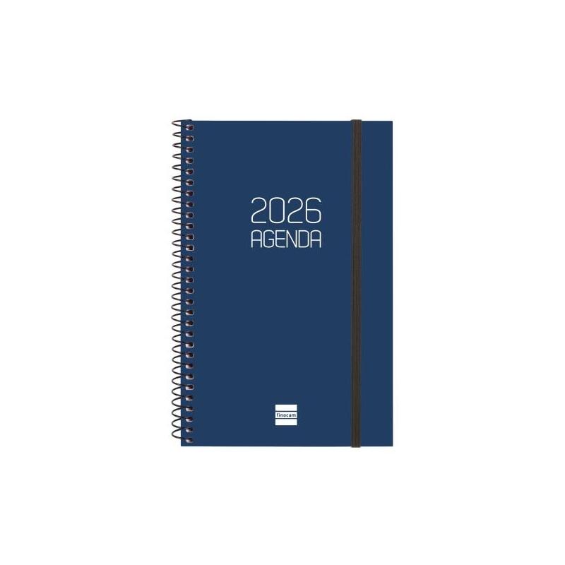 Finocam Opaque Agenda De Espiral - Anual 2026 - Tapa Ligera - Cierre Con Goma Elastica - Formato E5 - 125x14x181mm -