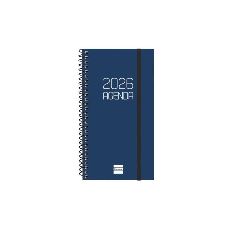 Finocam Opaque Agenda De Espiral - Anual 2026 - Tapa Ligera - Cierre Con Goma Elastica - Formato E9 - 100x14x171mm -