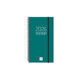 Finocam Opaque Agenda De Espiral - Anual 2026 - Tapa Ligera - Cierre Con Goma Elastica - Formato E9 - 100x14x171mm -
