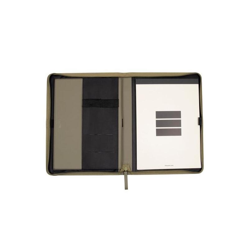 Finocam Portadocumentos Nopal Cremallera A4 Imitación Cuero Verde Oliva