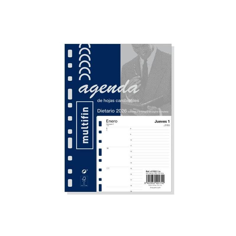 Finocam Recambio Anual Agenda 11 Anillas Multifin 3002-155x215mm 1dp 2026
