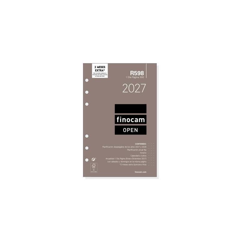 Finocam Recambio Anual Agenda De Anillas Open R598 500-117x181mm 1dp 2027