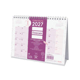 Finocam Trendy Chic Calendario De Sobremesa - Anual 2027 - Mes Vista - Formato S - 210x150mm - Espiral Doble - Papel De