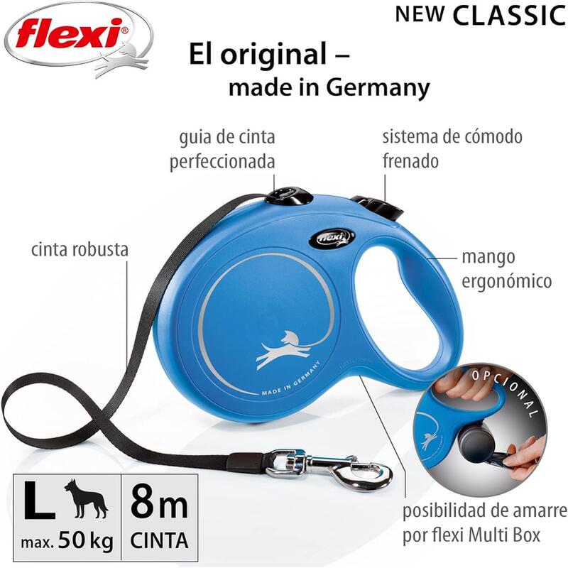 Flexi New Classic L Cinta Azul -8m -Hasta 50kg