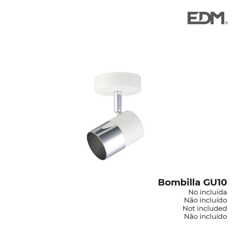 Foco Halogeno 1 Elemento Color Cromo+Blanco Hueso Gu-10 Modelo Moon Edm