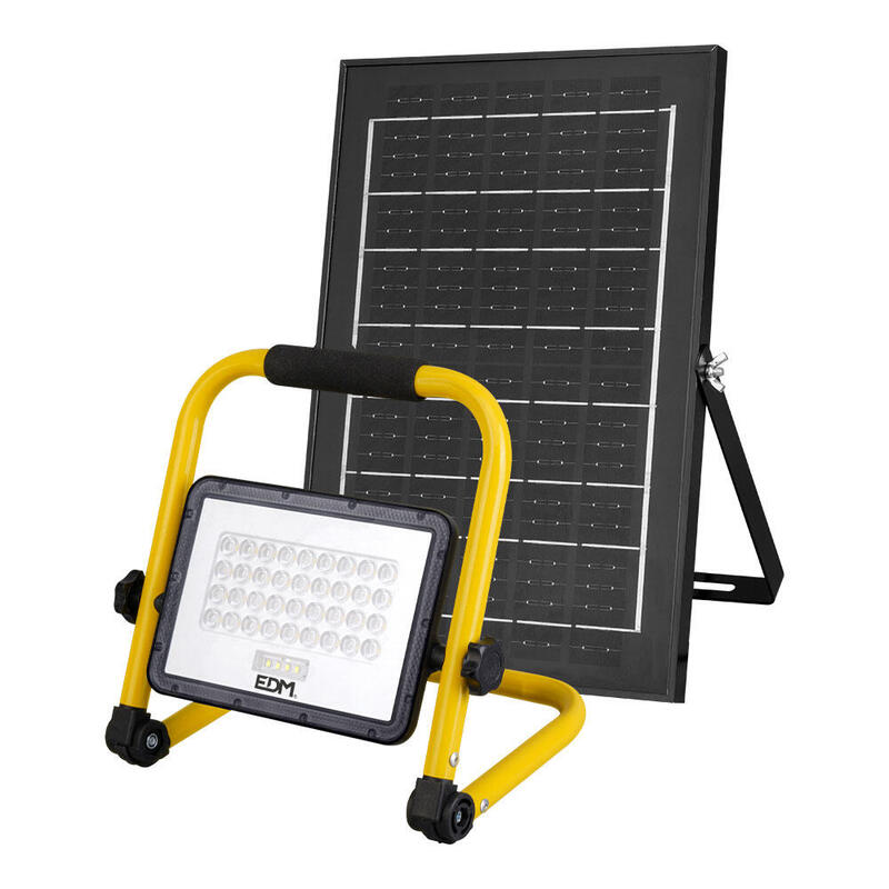 Foco Solar De Trabajo + Panel Solar; 4000 Lm, 6.400 K, Luz Fría, Ip65