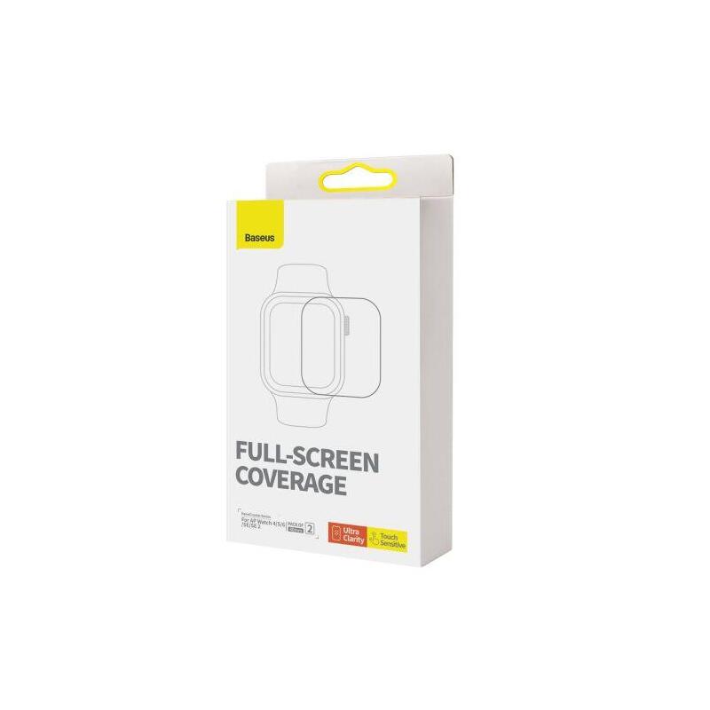 Baseus Iwatch 0.2 Mm, Nanocrystal Protective Film For Apple Watch 4/5/6/Se/Se 2, 40mm (2pcs) With Mounting Kit, Transparent (P6001510b201-00)