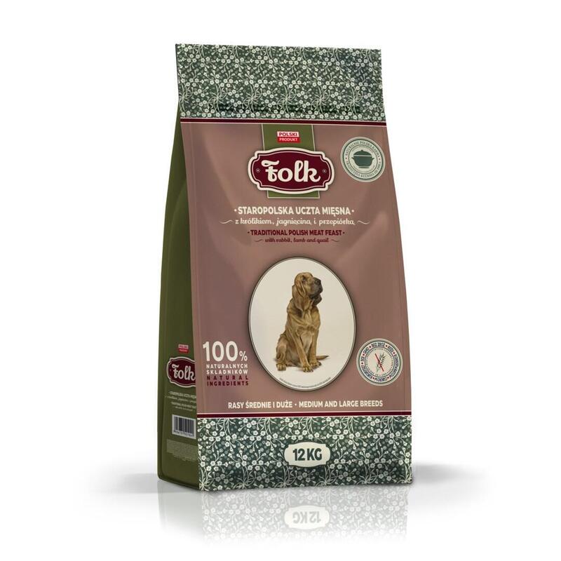 Folk Comida Seca Para Perros De Razas Medianas Y Grandes. Festín Tradicional Polaco De Carne Con Conejo, Cordero Y Codorniz - 12 Kg