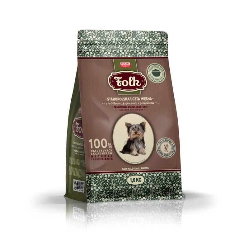 Folk Razas Pequeñas Comida Tradicional Polaca De Carne Con Conejo, Cordero Y Codorniz - Alimento Seco Para Perros - 1,6 Kg