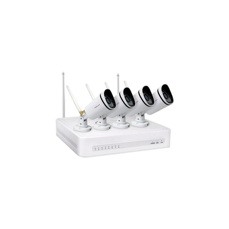 Foscam Fn7108w-B4-1t, Conjunto Blanco, 1x Fn7108w Nvr, 4x Cámara Tipo Bala Fi9910w Fn7108w