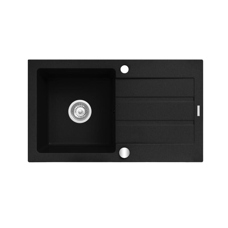 Fregadero Simple De Granito Con Escurridor Maidsinks 76x44 1b 1d Negro Carbón Color Negro