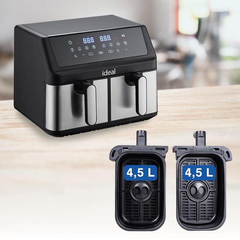 Freidora Sin Grasa Ideal, Doble Horizontal 9l, 8 Funciones - Incluido Secado De Alimentos