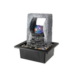 Fuente De Resina Para Exterior Ip44, Con Led Rgb De Colores Y Bola Cristal; 21,5 X 18,8 X 25,5 Cm