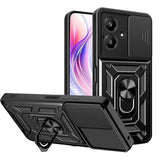 Funda Armadura Militar Para Xiaomi Redmi 13c 5g Con Protección De Cámara, Soporte Metálico Y Anillo Negro