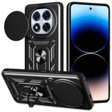 Funda Armadura Militar Para Xiaomi Redmi Note 14 Pro 5g Con Protección De Cámara, Soporte Metálico Y Anillo Negro