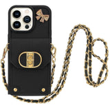 Funda Cartera Cadenas Colgantes Coquette Iphone 16 Pro Max, Negro