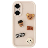 Funda De Silicona Coffee Bear Iphone 16 Blanco