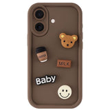 Funda De Silicona Coffee Bear Iphone 16 Marrón