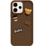 Funda De Silicona Coffee Bear Xiaomi Redmi Note 14 4g Marrón