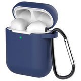 Funda De Silicona Con Mosquetón Para Apple Airpods V2 Azul Oscuro