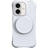 Funda Magnética De Silicona Ondulada Con Soporte Magsafe Iphone 16 Blanco