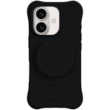 Funda  Magnética De Silicona Ondulada Con Soporte Magsafe Iphone 16 Negro