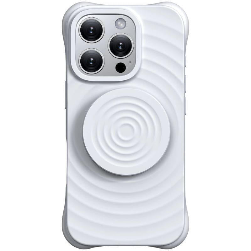 Funda Magnética De Silicona Ondulada Con Soporte Magsafe Iphone 16 Pro Blanco