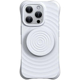 Funda Magnética De Silicona Ondulada Con Soporte Magsafe Iphone 16 Pro Blanco