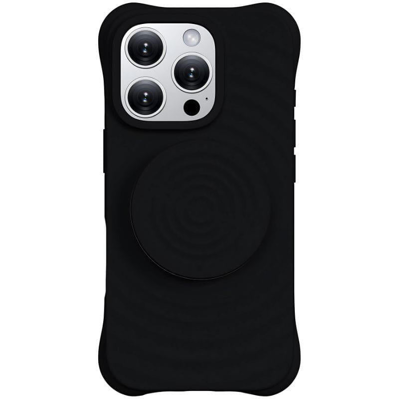 Funda  Magnética De Silicona Ondulada Con Soporte Magsafe Iphone 16 Pro Max Negro
